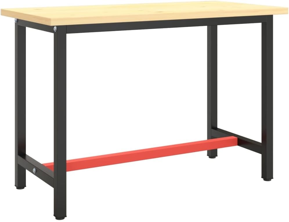 Heavy Duty Work Bench Frame Metal, Garage Workbench Table Frame, Work Table Legs, Workbench Stand for Console Table, Legs for Workbench, Matte Black and Matte Red 43.3"x19.7"x31.1" -AA