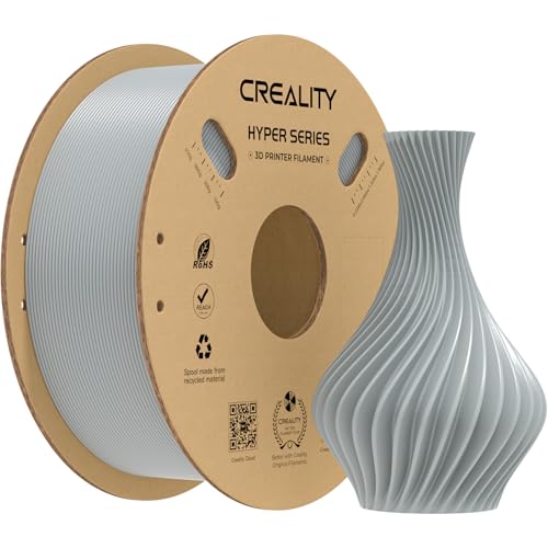 ⚡ Creality Hyper PLA Filament 1.75mm, High-Speed Printing 30–600mm/s, Smooth Extrusion and Stable Printing, Low Stringing, Consistent Performance 3D Printer Filament,+/- 0.03mm Accuracy(Grey)