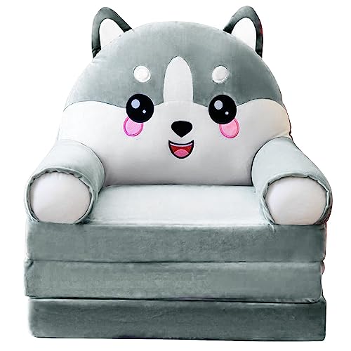 Cojín de Sofá de Felpa, Sillón Plegable para Niños, 2 en 1, Multicolor, con Tela de Terciopelo Suave para que los Niños Tomen una Siesta o Jueguen, Funda Extraíble y Lavable (D)