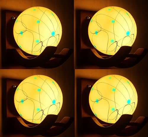 Image of Traditional Indoor Wall Light Wall Lamp Wood Light for Home Decoration,Living Room,Indoor Outdoor (Brown) Globe Shape Wooden 5 to 80 Watts E27 Holder(Bulb not Included) Pack of 4