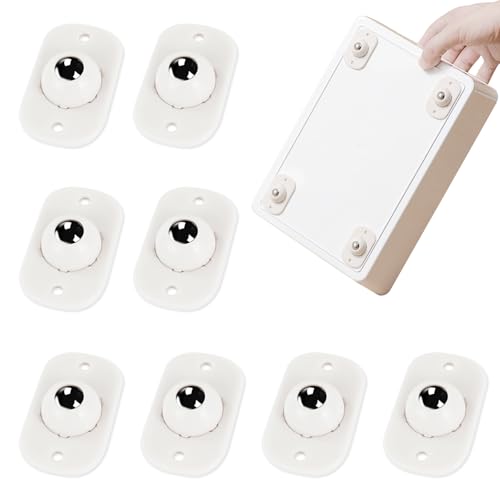 Ruedas Adhesivas, 8 Piezas Ruedas para Electrodomesticos Pequeños, Mini Ruedas Adhesivas Giratorias Rotación de 360, Adecuado para Cajas de Muebles Pequeños, Utensilios de Cocina