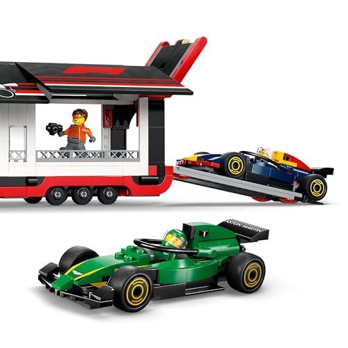 LEGO City F1 Truck with RB20 & AMR24 F1 Cars, Car Transporter Toy for RB & Aston Martin Formula 1 Teams - Image 4
