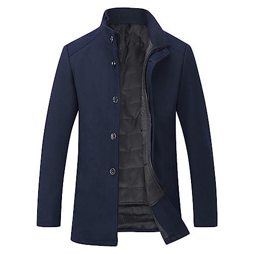 YOUTHUP Abrigo de Hombre 2 en 1 Elegante Invierno Trinchera Chaqueta de Negocios, Azul marino, S