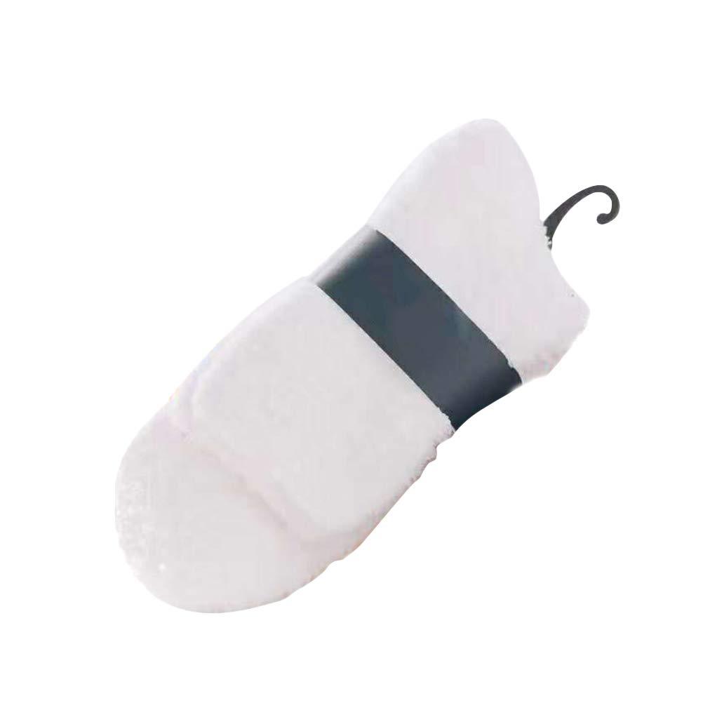 Kesyoo Men's White 3 Pairs Solid Color Soft Fluffy Slipper Socks Fuzzy Thicken Warm Coral Fleece Home Sleeping Stocking For Winter - Size (White) Socks Supplies