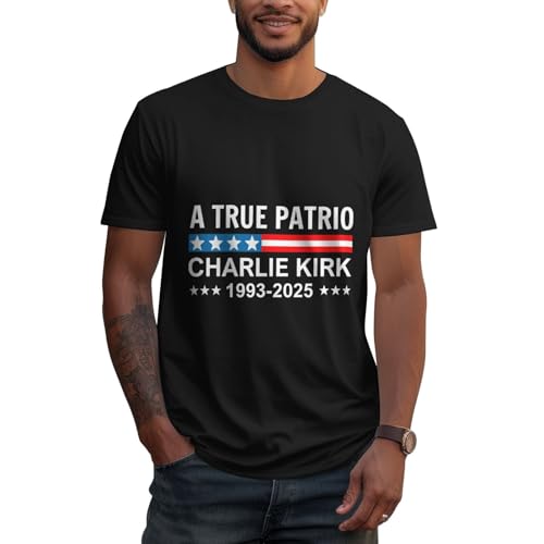 A True Patriott Charlie Kirk Vintage T-Shirt - Classic Fit, Crew Neck, Adultblack