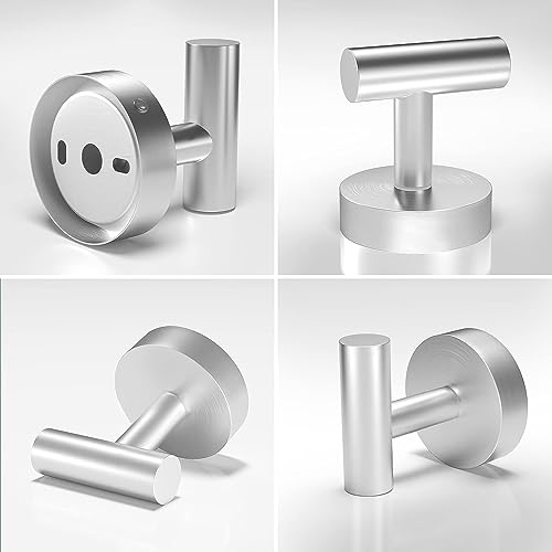 QNIIAED 4 Pcs Bathroom Towel Hook,Screw in Metal Coat Robe Hook SUS 304 Stainless Steel Heavy Duty Wall Door Hanger for Bathroom Kitchen Garage Home Hotel Office(Brushed Silver) - Image 3