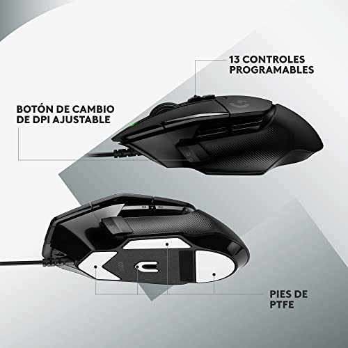 Ratón Logitech G G502 X con cable captor Hero 25K negro compatible con PC 5