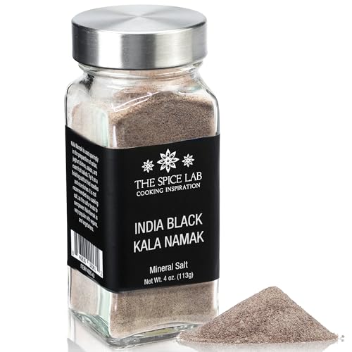 The Spice Lab Kala Namak Black Salt - Himalayan Indian Black Salt - French Jar - Vegan Kala Namak Salt Pure Natural Indian Black Salt Gluten Free - Vegan Tofu Stirred Seasoning Natural Ov Flavor