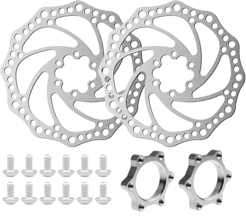 Image of CYBIC Bicycle Disc Brake Rotor, Stainless Steel, 160mm, Wave Design, 2 Pack, for Mountain and Road Bikes
