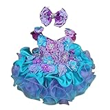 Jenniferwu ページェントドレス ハンドメイド ビーズドレス 幼児 ページェント プリンセスドレス, 240305-ブルー, 6 Years