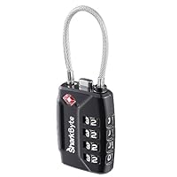 SharkByte TSA Suitcase Locks - 4-Dial Security Travel Combination Padlock, Flexible Wire Cable Travel Lock for Suitcases Luggage Case Travel Bag Gym Locker Code Small Padlock (Pack of 1)