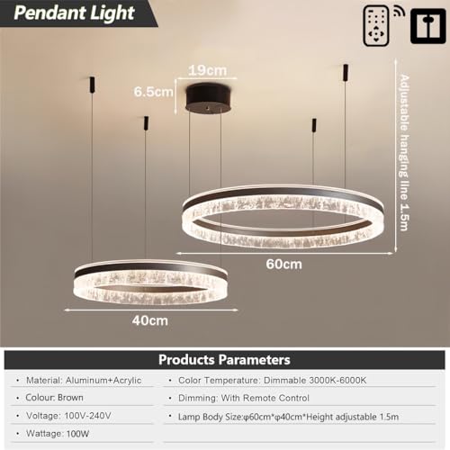 Lustre moderne à LED à intensité variable pour en finir avec la fatigue visuelle