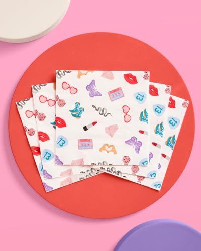 xo, Fetti Eras Party Icon Paper Napkins | 3-ply 25 pcs | Concert Party Tableware, Bachelorette Decorations, Birthday Tablescape, Bridesmaid Dinner Supplies