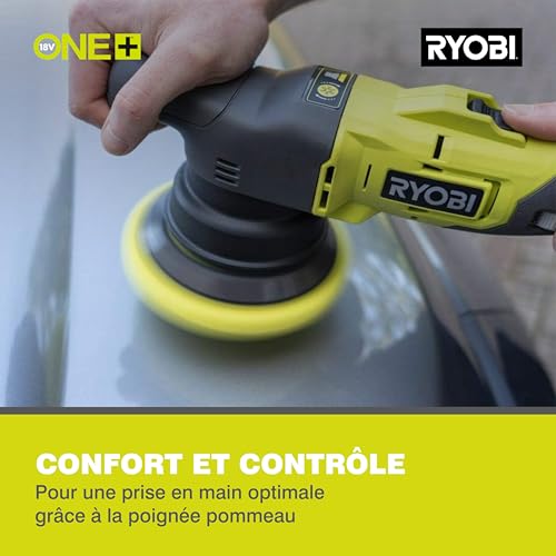 RYOBI Polisseuse 18V ONE+ 3000 7500 oscmin Diam. Oscillation 8 mm Patin 125 mm Retrait des Éraflures et Petites Rayures Livrée avec 3 Patins de Lustrage Polissage et Finition R18P 0 - vue 6