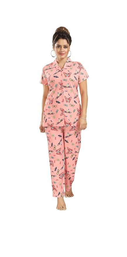 Women’s Printed Night Suit Set – Comfortable Top & Pyjama Sleepwear for Stylish, Cozy Nights & Loungewear