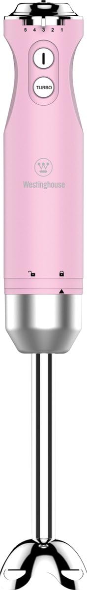 Westinghouse Retro-Stabmixer, Turbofunktion, Handblender, Edelstahl-Mixfuß, spritzarm, 600 W, rosa