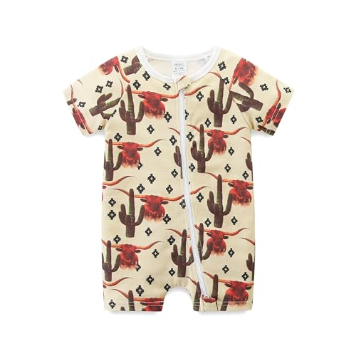 Image of Babymine Baby Boy Girl Romper Short Sleeve 100% Cotton Bodysuit Outfits 2 Way Zipper Jumpsuit