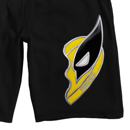 Deadpool 3 Deadpool and Wolverine Best Friends Necklace Men's Black Sleep Pajama Shorts2