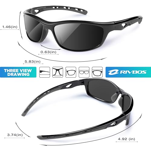 Image of RIVBOS Sunglasses for Men Women Polarized UV Protection Sports Fishing Driving Shades Cycling RB833