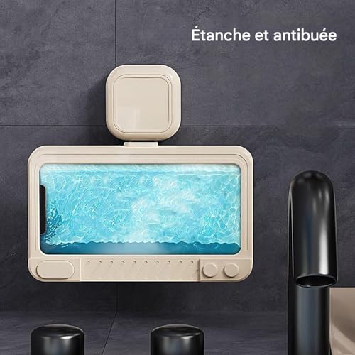 Soporte para teléfono de baño con altavoz integrado y carcasa impermeable para la ducha 3