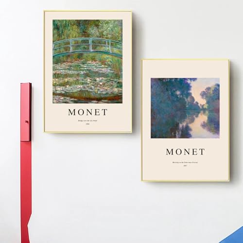 Impression d'art Monet paysage de 70x100cm en lot de 2 affiches sur toile