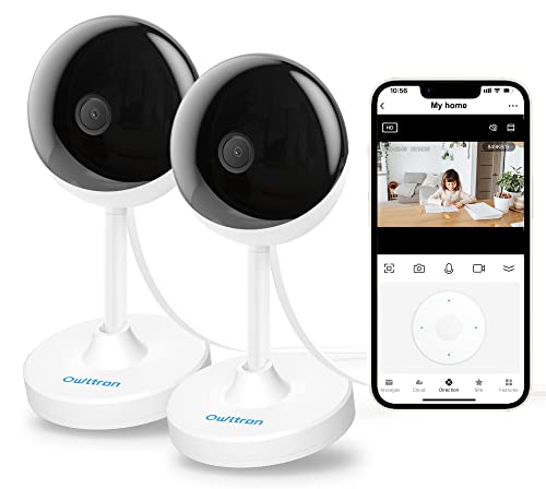 owltron Indoor Security Camera, 2 Pack 1080P Dog Cameras for Home Security WiFi Camera with Night Vision,Human Motion Detection,2-Way Audio Nanny/Dog/Baby Monitor with Camera, Compatible with Alexa…