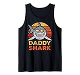 Mens Retro Daddy Shark Design Funny Fathers Day Gift Dad Tank Top