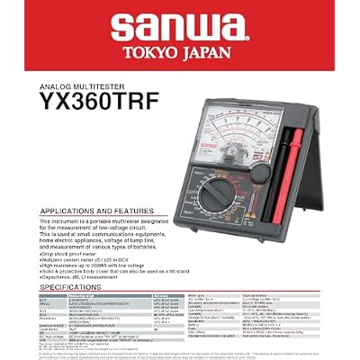 Sanwa YX360TRF Japan quanlity,Anglog multimeter, Pointer Type multimeter Zero Center Instrument 200Mohm Resistance Measurement(YX360TRF)