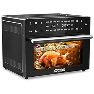 Kitchen in the box 32 QT Extra Large Toaster Oven Air Fryer Combo, 18-in-1 Convection Toaster Oven Countertop with Baking, Dehydrate and Rotisserie, 6 Accessories, 1800W