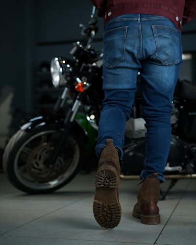 Image of Trip Machine Company Premium Leather Men's Motorcycle Riding Boots - Derby | 3 Point Protection | Ankle, Toe & Heal Protectors | CE Certified | Light Weight | Anti Slip Sole | Lifestyle Boots