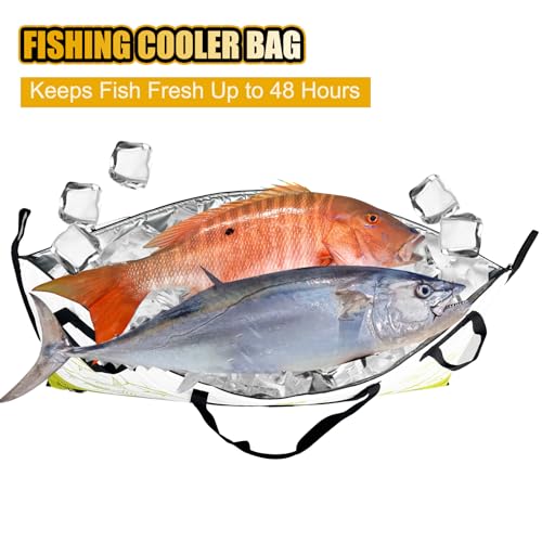 Bolsa aislante para pescado CWSDXM, 60'' impermeable con válvula de drenaje y cierre resistente, bolsa para pesca en barco, kayak y mar abierto, mantiene fresco hasta 48 horas miniatura 5
