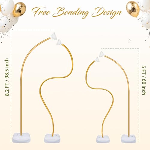 Image of OurWarm Balloon Arch Kit with Balloon Pump Electric, 8.2FT & 5FT Gold Half Balloon Arch Stand with Base, Free Bending Arch Frame Backdrop for Wedding Birthday Party Baby Shower Graduation Decoration