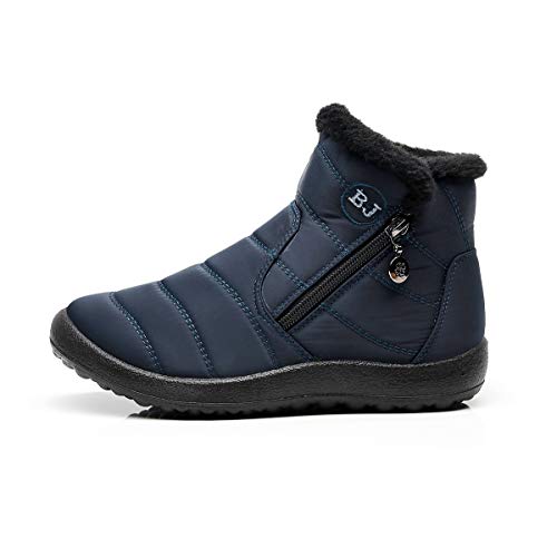 Image of Winter Snow Boots for Women Men, Lightweight Water-Resistant Boots | faux fur lining, rubber sole, warm winter wear, dog walking, errands, light snow, indoor outdoor