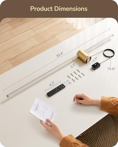 Image of EDISHINE Plug in Wall Sconces, Stepless 2700K-6000K Dimmable Wall Sconce Set of Two, 39.4 inch Touch LED Wall Light with Remote, 350 Rotation Night Light with Timer for Living Room Bedroom Hallway
