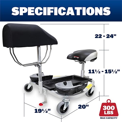 Racatac Kneeling/Sitting Creeper, 3 Inch Casters, Chest Support, Knee Pads, M...