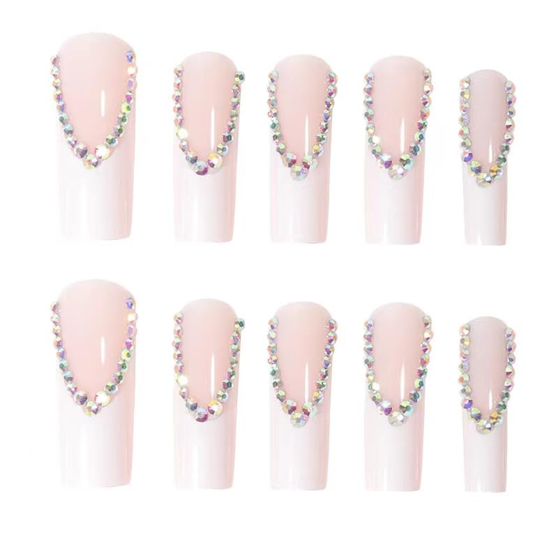 Magrace Press on Nails | Long Square White French Nails