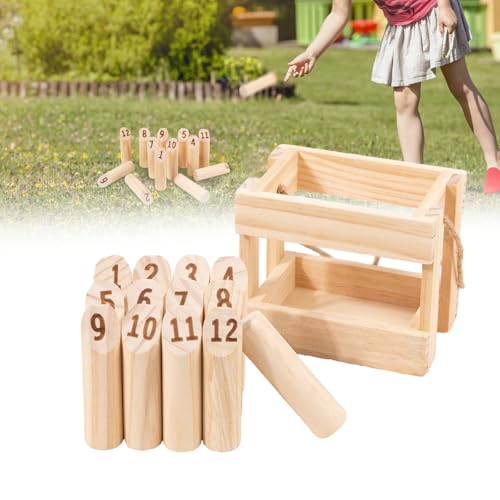 Jeu de lancer de bâtons numérotés en bois dur avec caisse en bois, 12 bâtons, jeu de lancer en...