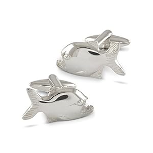 Piranha Fish Manchetknopen, Sterling Zilver, Handgemaakt