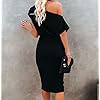 Ezbelle-Womens-Off-The-Shoulder-Short-Sleeve-Ribbed-Casual-Party-Bodycon-Midi-Dress Ezbelle Women's Sexy Off Shoulder Short Sleeve Ribbed Wrap Bodycon Pencil Party Casual Dress Black Large