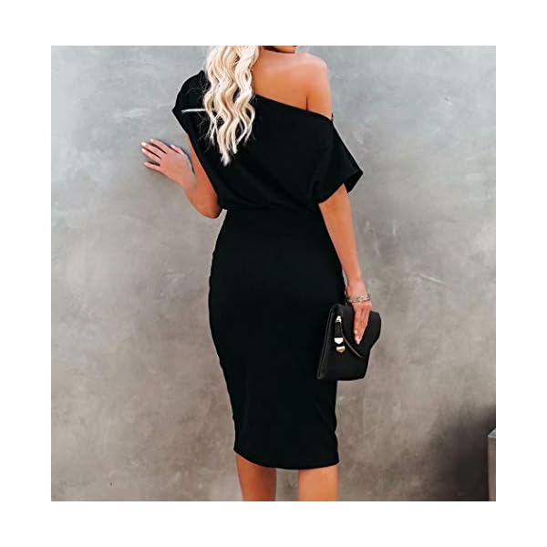 Ezbelle-Womens-Off-The-Shoulder-Short-Sleeve-Ribbed-Casual-Party-Bodycon-Midi-Dress Ezbelle Women's Sexy Off Shoulder Short Sleeve Ribbed Wrap Bodycon Pencil Party Casual Dress Black Large