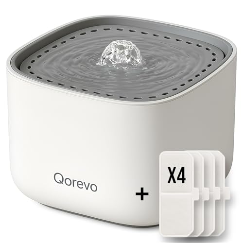 Qorevo Fontaine a Eau Chat 2,5L | Fontaine à Eau pour Chat Super Silencieuse | Distributeur Eau...