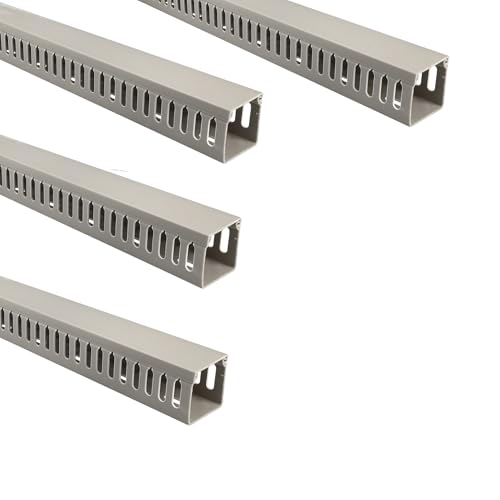 Jandei - Lot de 4 gouttières fendues pour câbles, organisateur de bureau, revêtement en PVC, couleur grise, longueur 1 mètre (40 x 40 mm)