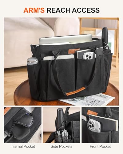Nicav Canvas Tote Bags for Women, Large Utility Tote Bags with Pockets Zip Top for Teacher Nurse Work4