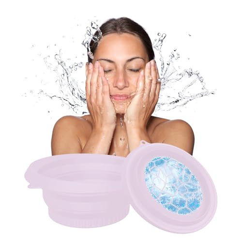 Image of Face Bowl for Ice with Built-in Ice Tray - Collapsible Silicone Facial Ice Bath Bowl for Cold Plunge Therapy, Skin Tightening & Acne Relief - Portable Spa Tool for Home & Travel