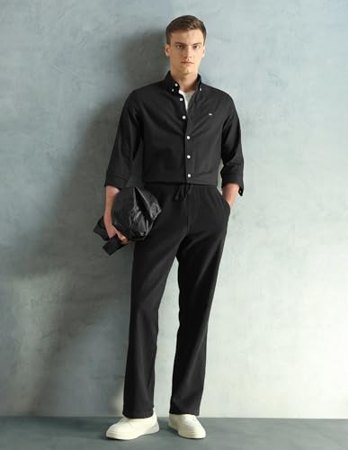 Image of Arrow Sport Solid Slim Fit Cotton Shirt for Men - Full Sleeve Mens Casual Shirts