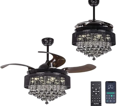 Image of oltao Kingbird Smart Chandelier Ceiling Fan with BLDC Motor, Dimmable 3 Colour LED, Remote and App Control (42 Inches), Black