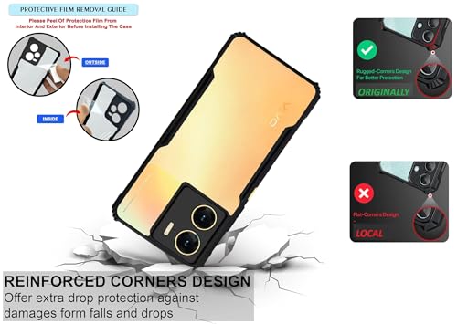 Image of Back Cover Clear Eagle Smoke Compatible with Model Vivo V2336 / Y200e 5G / T3 5G | Raised Edges I paky |Imported Flexible TPU Bumper Scratch & Camera Protection - Black