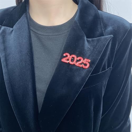 Image of 2025 Rhinestones Sparkly Brooches Pins Delicate New Year Brooch Classic for Christmas Party for Women Ladies Men Dainty Elegant Lapel Pins Dress Suit Shirt Ceremony Clothes Accessories Jewelry Gifts