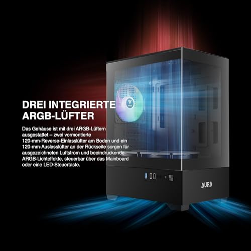 Image of GAMDIAS Aura GC9M Black | Micro Tower Cabinet | Supports Micro-ATX、Mini-ITX | 3 PRE Installed ARGB Fans | Black