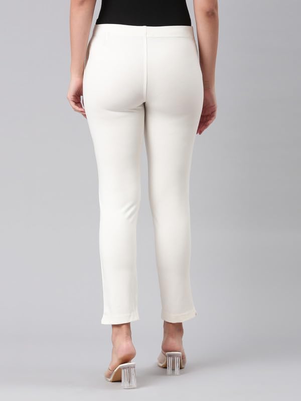 Image of GO COLORS Ponte Smart Kurti Pants Full Length for Women | Breathable, Mid Rise